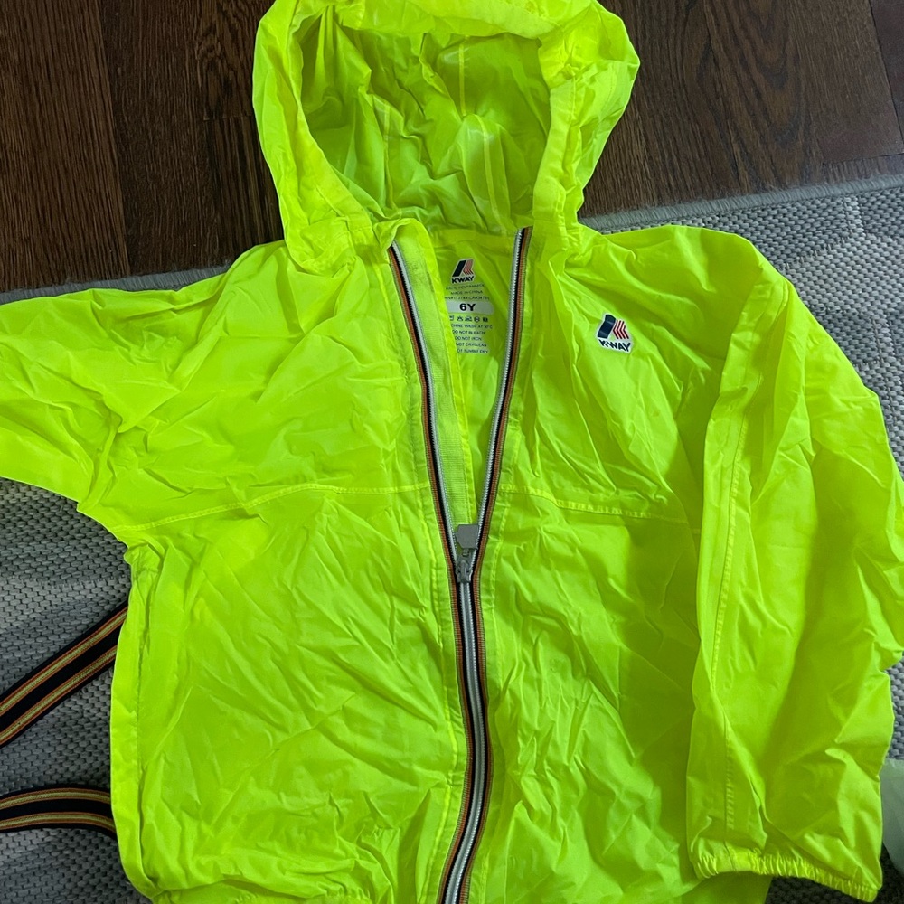 K-Way Yellow Raincoat with Hood and Water Resistant Material